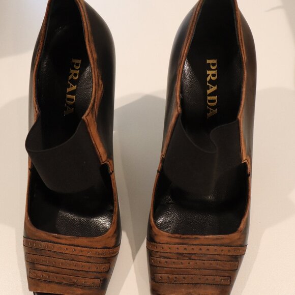 Prada Open Toe Two Toned Pumps - Size 37.5 - Picture 1 of 8